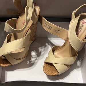JustFab Beige Wedge Sandals